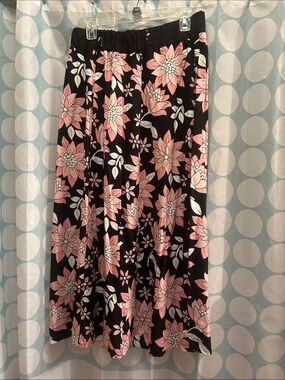Black Maxi Skirt with Pink Floral Design